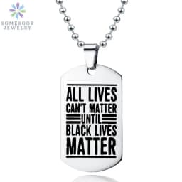 SOMESOOR Black Lives Matter Powerful Fist Engraved Pendant Necklace Stainless Steel 45cm Bead Chains Jewelry For Women Gifts