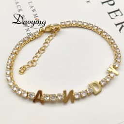 Zirconia Initial Letters Bracelet Tennis Bracelet AAA CZ Row Cubic for Men Women Custom Name Hip Hop Jewelry