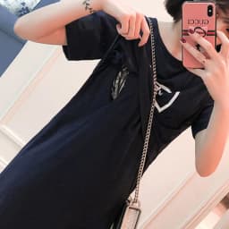 2021 New Arrival Spring and Summer Trendy Solid Short-sleeve Nursing Dress Short-sleeved D reastfeeding Dress Long Skirt
