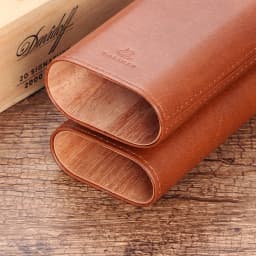 Galiner Travel 3 Tubes Cigar Case Leather Brown Black Portable Mini Humidor Holder Box With Cigar Cutter