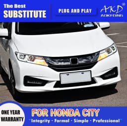AKD Head Lamp for Honda City LED Headlight 2016-2018 Headlights City DRL Turn Signal High Beam Angel Eye Projector Lens