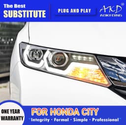 AKD Head Lamp for Honda City LED Headlight 2016-2018 Headlights City DRL Turn Signal High Beam Angel Eye Projector Lens