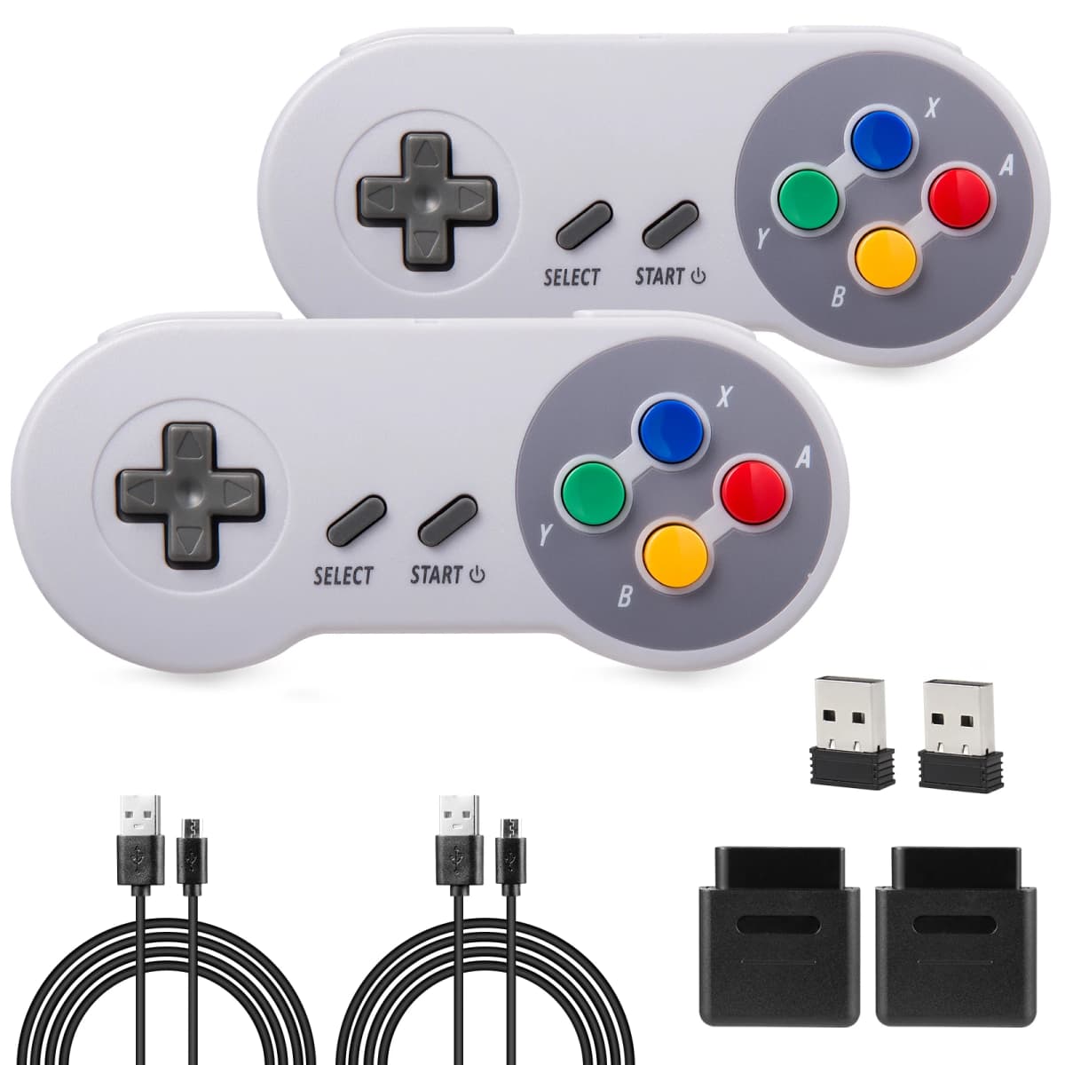2 Pack 2.4 GHz Wireless USB/SNES Controller Joystick for Super NES/SFC Game Console & Windows PC MAC Linux Genesis Raspberry Pi