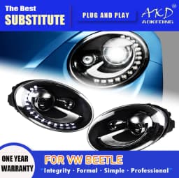 AKD Head Lamp for VW Beetle LED Headlight 1998-2021 Headlights Beetle DRL Turn Signal High Beam Angel Eye Projector Lens