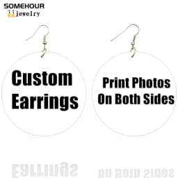 SOMEHOUR Turkish Amulet Against Blue Evil Eyes Printed Wooden Drop Earrings Comics Style Mandala Loops Pendant For Women Gifts
