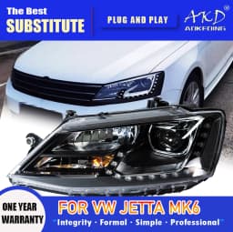 AKD Head Lamp for VW Jetta Sagitar MK6 LED Headlight 2011-2018 Headlights MK6 DRL Turn Signal High Beam Angel Eye Projector
