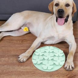 Dog Lick Pad Peanut Butter Slow Feeder Bowl Puzzle Feeder With Suction Cup Raised Flower Design For Water Yogurt Wet Or Dry Food