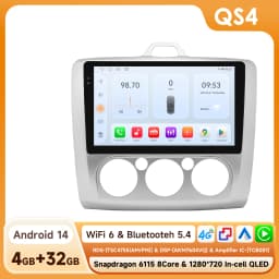 Hizpo 9" 2 Din 4G+WiFi Car Radio for Ford Focus Exi MT Mk2 MK3 2004-2011 Multimedia Player Android 14 GPS Navigation Head Unit