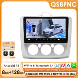 Hizpo 9" 2 Din 4G+WiFi Car Radio for Ford Focus Exi MT Mk2 MK3 2004-2011 Multimedia Player Android 14 GPS Navigation Head Unit