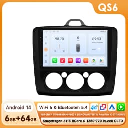 Hizpo 9" 2 Din 4G+WiFi Car Radio for Ford Focus Exi MT Mk2 MK3 2004-2011 Multimedia Player Android 14 GPS Navigation Head Unit