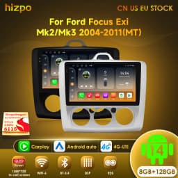 Hizpo 9" 2 Din 4G+WiFi Car Radio for Ford Focus Exi MT Mk2 MK3 2004-2011 Multimedia Player Android 14 GPS Navigation Head Unit