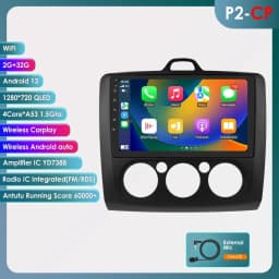 Hizpo 9" 2 Din 4G+WiFi Car Radio for Ford Focus Exi MT Mk2 MK3 2004-2011 Multimedia Player Android 14 GPS Navigation Head Unit