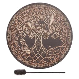 Shaman Drum Tree-of-Life And Bird Siberian Drum Frame Drum Instrument Gift For Music Lovers Sound Healing Tool With Drum Stick
