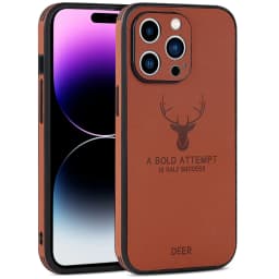 DEER Case For iPhone 14 13 12 11 Pro Max Plus Mini X XR XS Luxury Leather Texture Square Frame Silicone Bumper Shockproof Cover