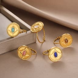 Adjustable Vintage Boho Blue Stone Stainless Steel Rings For Women Oval Fashion New Anillos Jewelry Wedding Gifts