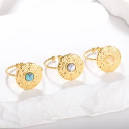 Adjustable Vintage Boho Blue Stone Stainless Steel Rings For Women Oval Fashion New Anillos Jewelry Wedding Gifts