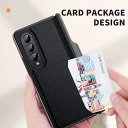 for Samsung Galaxy Z Fold 4 3 Case with S Pen Holder, Credit Card Holder Hinge Protection Leather Wallet Case for Galaxy Z Fold4