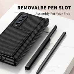 for Samsung Galaxy Z Fold 4 3 Case with S Pen Holder, Credit Card Holder Hinge Protection Leather Wallet Case for Galaxy Z Fold4