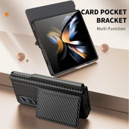 for Samsung Galaxy Z Fold 4 3 Case with S Pen Holder, Credit Card Holder Hinge Protection Leather Wallet Case for Galaxy Z Fold4