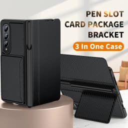 for Samsung Galaxy Z Fold 4 3 Case with S Pen Holder, Credit Card Holder Hinge Protection Leather Wallet Case for Galaxy Z Fold4