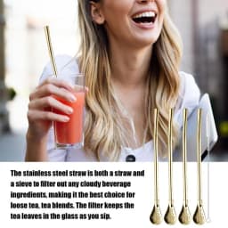 304 Stainless Steel Tea Drinking Straws Spoon Yerba Mate Tea Filter 1 Set Reusable Bombilla Gourd Tea Tools Bar Accessories
