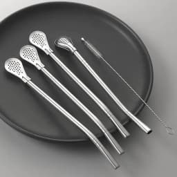 304 Stainless Steel Tea Drinking Straws Spoon Yerba Mate Tea Filter 1 Set Reusable Bombilla Gourd Tea Tools Bar Accessories