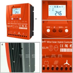 3000W Hybrid Wind Solar Controller Regulator MPPT Auto Match 12V 24V 48V Optional Bluetooth Android App For Hybrid Power System