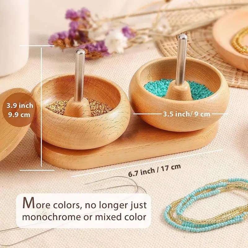 Bead Spinner Double Bowl Waist Beads Kit With Bead Spinner Waist Bead Spinner And Beads Kit With 4 Bowls 2 Needles And 1000Pcs