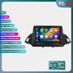 Hizpo Car Radio 2 Din Multimedia Player For Ford Kuga 2 Escape 2013-2017 9'' Android Auto Stereo GPS Navigation DSP RDS AI Voice
