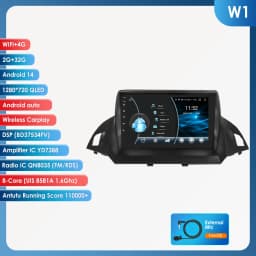 Hizpo Car Radio 2 Din Multimedia Player For Ford Kuga 2 Escape 2013-2017 9'' Android Auto Stereo GPS Navigation DSP RDS AI Voice