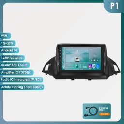 Hizpo Car Radio 2 Din Multimedia Player For Ford Kuga 2 Escape 2013-2017 9'' Android Auto Stereo GPS Navigation DSP RDS AI Voice
