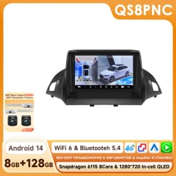 Hizpo Car Radio 2 Din Multimedia Player For Ford Kuga 2 Escape 2013-2017 9'' Android Auto Stereo GPS Navigation DSP RDS AI Voice