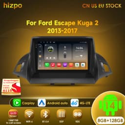 Hizpo Car Radio 2 Din Multimedia Player For Ford Kuga 2 Escape 2013-2017 9'' Android Auto Stereo GPS Navigation DSP RDS AI Voice