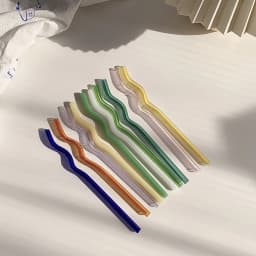 Clear Wavy Glass Straws Smoothies Cocktails Drinking Tableware Healthy Reusable Straws Party Bar Milk Coffee Kitchen Accessories