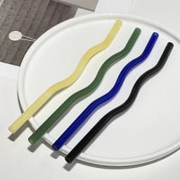 Clear Wavy Glass Straws Smoothies Cocktails Drinking Tableware Healthy Reusable Straws Party Bar Milk Coffee Kitchen Accessories