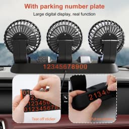 3 Head Car Cooling Fan With Parking Number Plate USB /12V/24V Electric Fans Auto Low Noise Fan 360 Degree Rotatable Auto Cooler