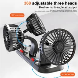 3 Head Car Cooling Fan With Parking Number Plate USB /12V/24V Electric Fans Auto Low Noise Fan 360 Degree Rotatable Auto Cooler