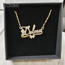 DOREMI Butterfly Pendant Letters Necklace for Women Stainlesss Custom Chain Jewelry Children Personalized