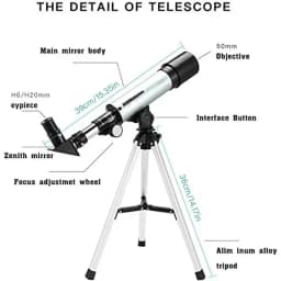 Kids Professional Long Range Astronomical Telescope, 18X 27X 60X 90X Monocular For Various Scene, With Finderscope