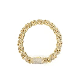 Aokaishen 20MM Baguette Choker Necklace for Men 8 Cuban Link Chain Micro Pave Cubic Zirconia Hip Hop Jewelry