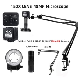 Yizhan 4K 48MP HDMI VGA USB Industrial Video Microscope For PCB Soldering 1080P HD Digital Camera 1-150X Zoom C Mount Lens 2K