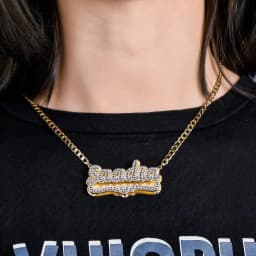 Customized Name Necklace 18K Gold Plated Nameplate 3D Necklace Personalized Double Plate Two Tone with Heart Pendant Necklaces
