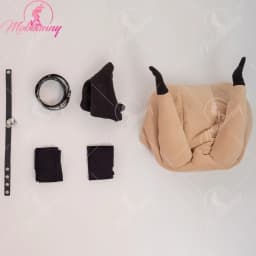 Mobbunny Women Derivative Sexy Fluffy Hooded Bodysuit Deep V Kawaii one piece Lingerie Rompers with Choker and Socks