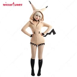 Mobbunny Women Derivative Sexy Fluffy Hooded Bodysuit Deep V Kawaii one piece Lingerie Rompers with Choker and Socks
