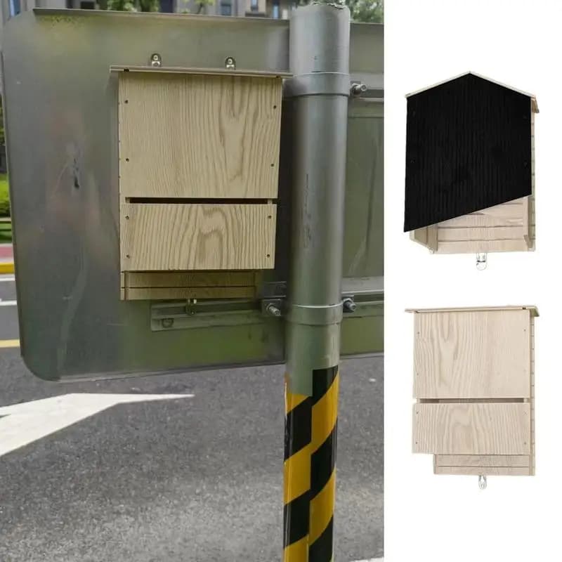Outside Bat Habitat House Wood Shelter For Bat Colony Reusable Bat Box House Wooden Decoration For Hibernation Wooden Bat Nest