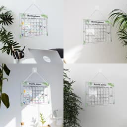 Monthly Calendar Whiteboard With 6 Pens Erasable Acrylic Transparent Board Hanging White Board Monthly Planner Notepad