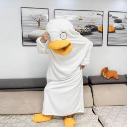 Super Long Flannel Blanket Duck Onesie Pajamas for Adult Winter Hoodies Sweatshirt Pullover Fleece TV Blanket Cosplay Costume