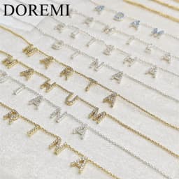 DOREMI 9mm Crystal Letter Bubble Birthstone Zircon Necklace Ins Fashion Style Custom Initial Letter Name Personalized Necklace