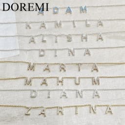 DOREMI 9mm Crystal Letter Bubble Birthstone Zircon Necklace Ins Fashion Style Custom Initial Letter Name Personalized Necklace