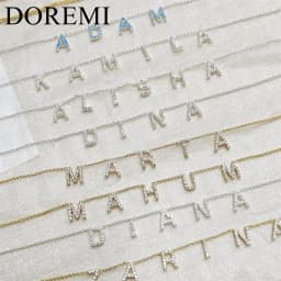 DOREMI 9mm Crystal Letter Bubble Birthstone Zircon Necklace Ins Fashion Style Custom Initial Letter Name Personalized Necklace